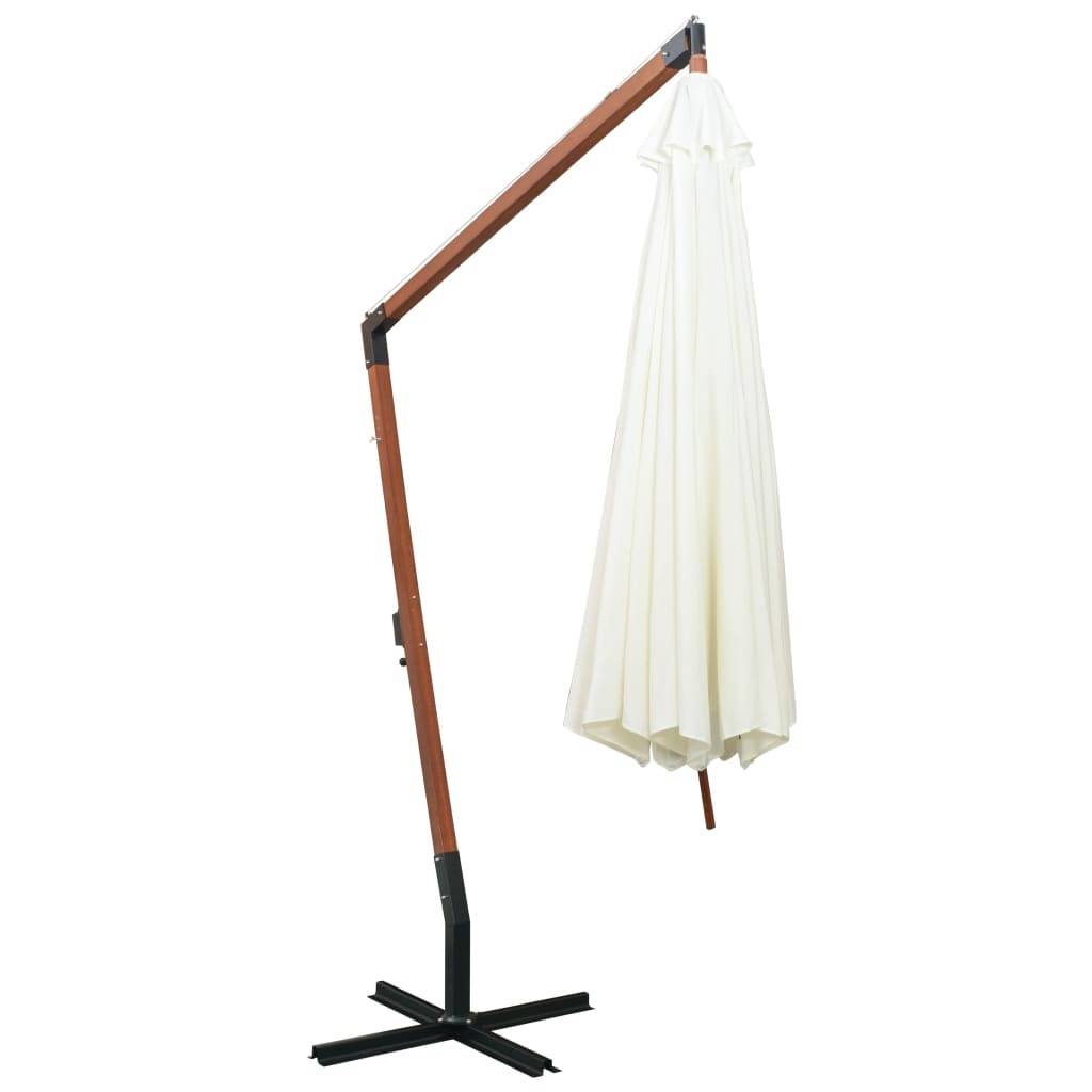 Helloshop26 - Parasol 350 cm poteau de bois blanc - Image 4