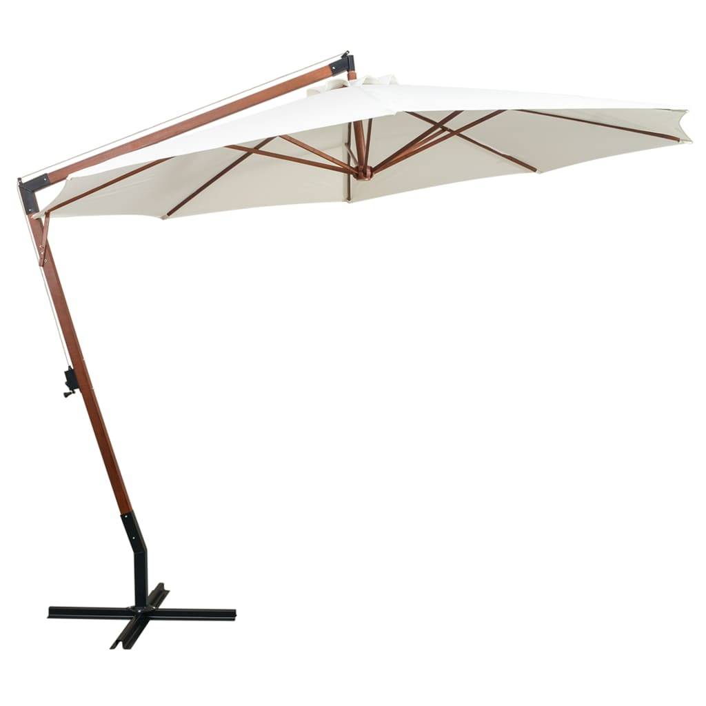 Helloshop26 - Parasol 350 cm poteau de bois blanc - Image 2