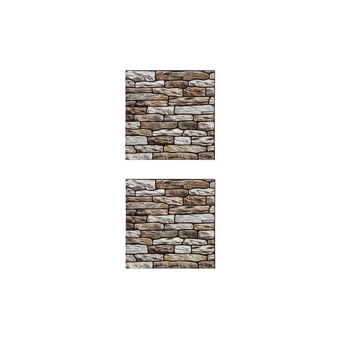 Atmosphera - Lot de 2 Stickers Muraux "Pierre" 30x30cm Taupe - Image 1
