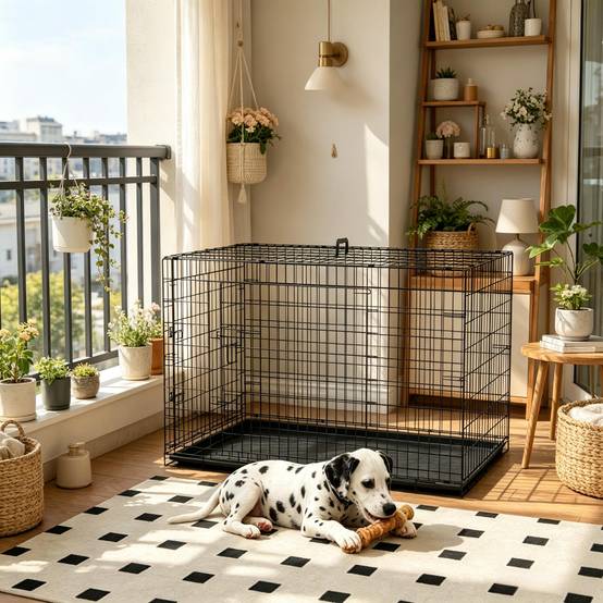 Cage pour chien en acier robuste pliable avec plateau amovible 121cm noir - ComfortXL Outdoor Living - Image 1