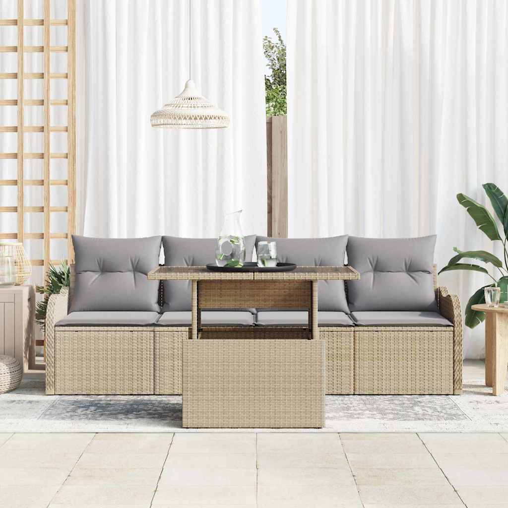 Vidaxl - Ensemble de canapé de jardin 5 pcs Beige Poly rotin vidaXL 3348366 - Image 4