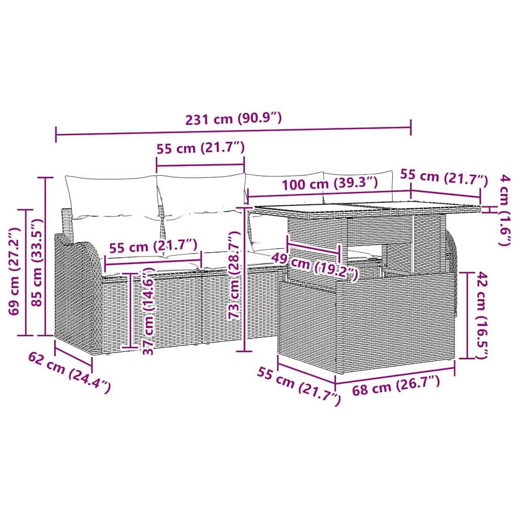 Vidaxl - Ensemble de canapé de jardin 5 pcs Beige Poly rotin vidaXL 3348366 - Image 3