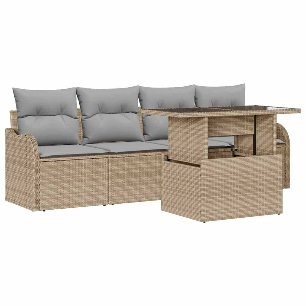 Vidaxl - Ensemble de canapé de jardin 5 pcs Beige Poly rotin vidaXL 3348366 - Image 2