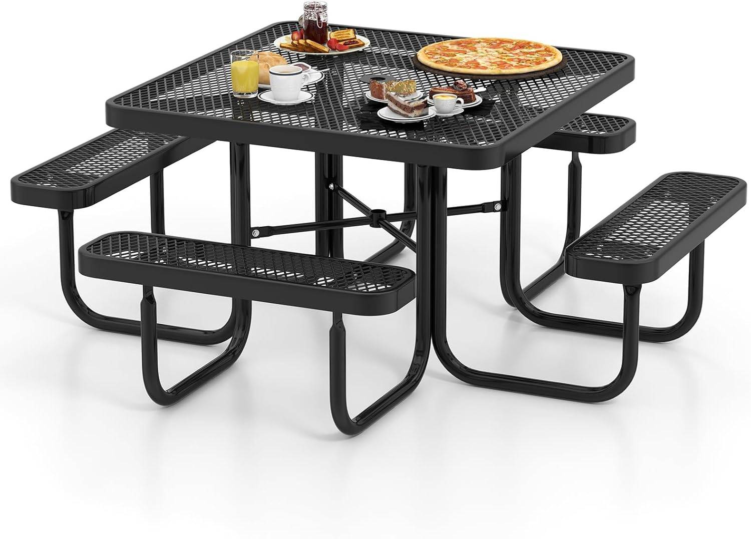 Outplea Petite Table Camping Pliante Aluminium 50cm, Table Pique Nique 2-4 Personnes, Table Pliante Exterieur Portable pour Jardin Barbecue Plage Balcon, Noir