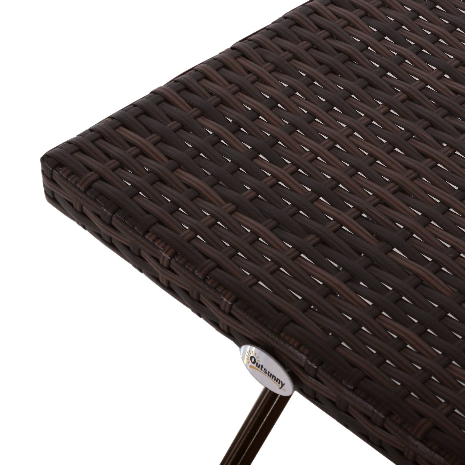 Table basse pliable de jardin style cosy chic dim. 40L x 40l x 40H cm acier résine tressée imitation rotin marron - Image 10