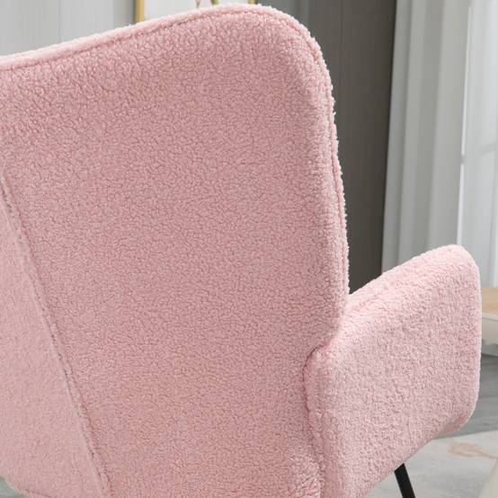 Sans Marque - Fauteuil à bascule rocking chair revêtement bouclette structure en acier 71 x 98 x 101 cm rose - Image 10