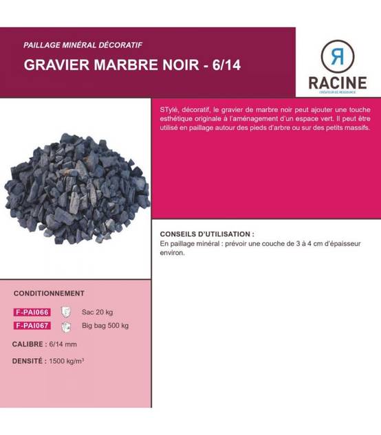 Paillage minéral Gravier marbre noir 6-14mm, Big bag 500 kg - F-PAI067 - Image 3