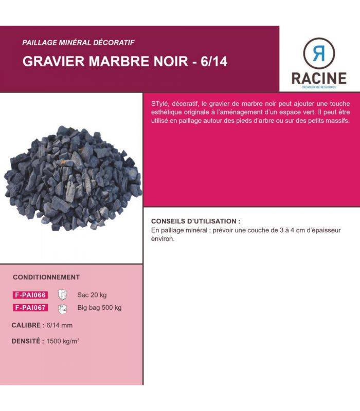 Paillage minéral Gravier marbre noir 6-14mm, Big bag 500 kg - F-PAI067 - Image 3