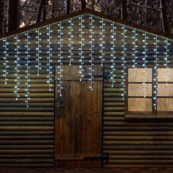 Lotti - Guirlande stalactite H120cm 4 mètres effet chute de neige 480 LED blanc froid câble blanc 230 V Lotti - Image 6