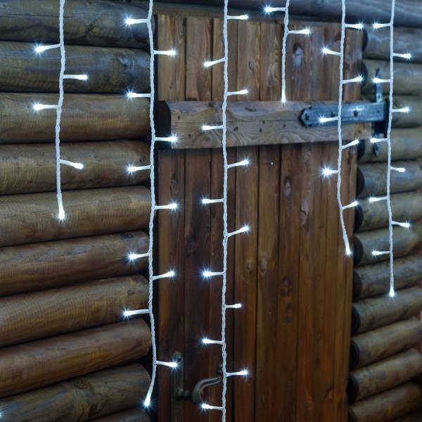 Lotti - Guirlande stalactite H120cm 4 mètres effet chute de neige 480 LED blanc froid câble blanc 230 V Lotti - Image 5