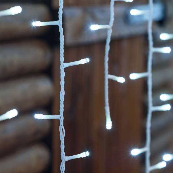 Lotti - Guirlande stalactite H120cm 4 mètres effet chute de neige 480 LED blanc froid câble blanc 230 V Lotti - Image 4