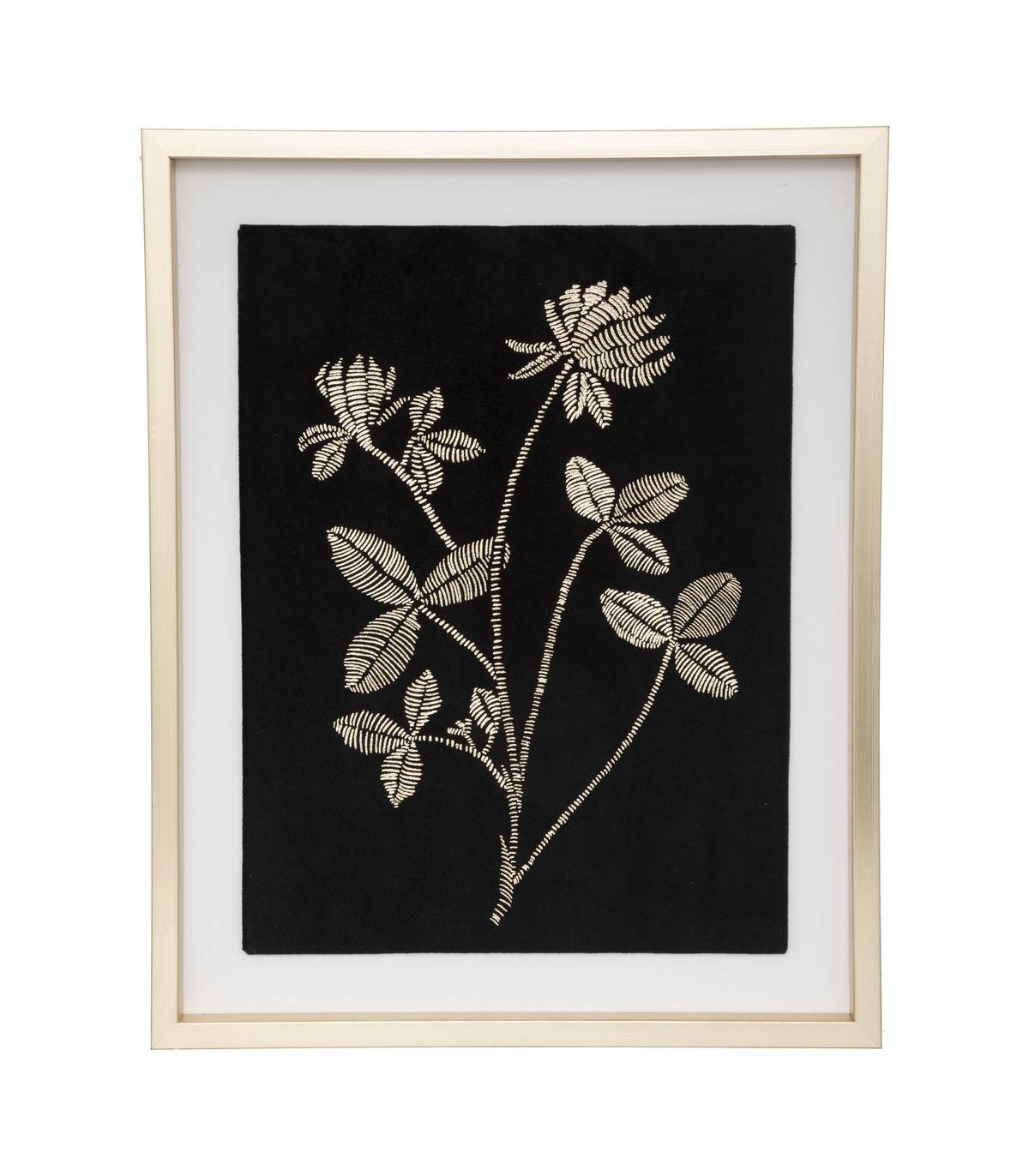 Cadre décoratif Fleurs dorées sur Velours Noir 40 x 50 cm - Image 1
