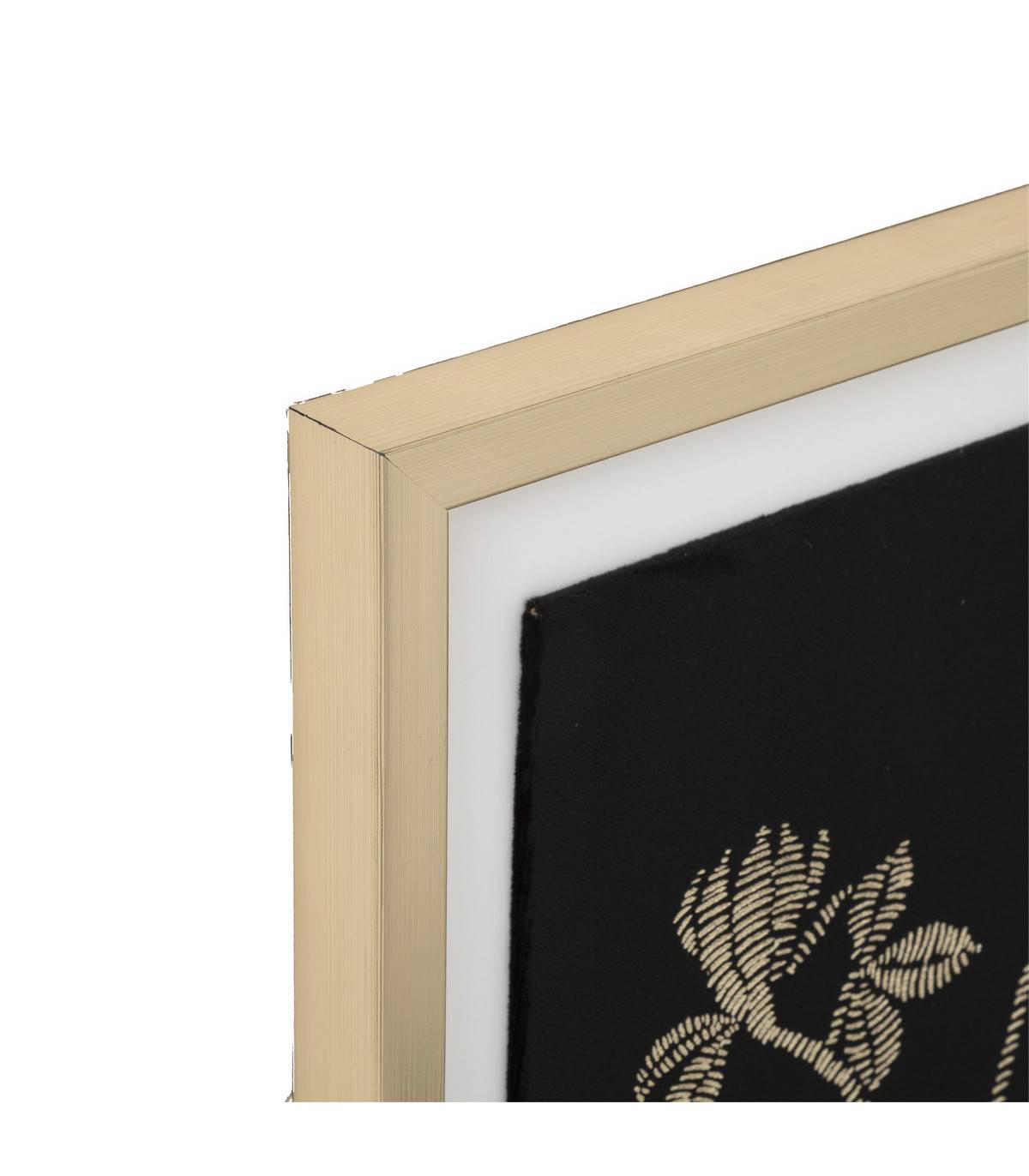 Cadre décoratif Fleurs dorées sur Velours Noir 40 x 50 cm - Image 2