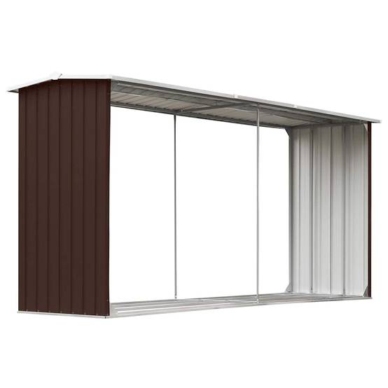 Abri de Stockage Bois XXL Acier Galvanisé Rangement 330x92x153 cm Marron - ComfortXL Outdoor Living - Image 2
