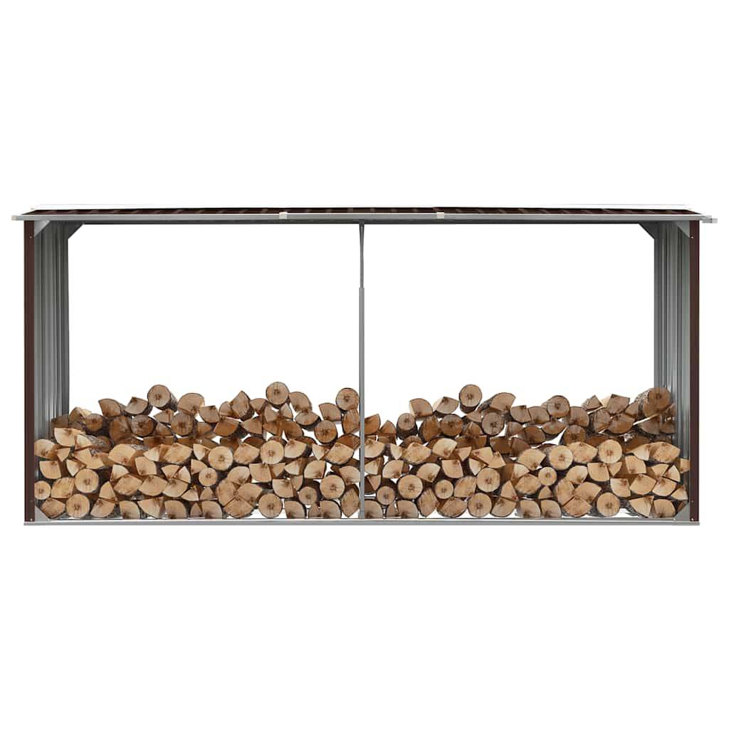Abri de Stockage Bois XXL Acier Galvanisé Rangement 330x92x153 cm Marron - ComfortXL Outdoor Living - Image 1