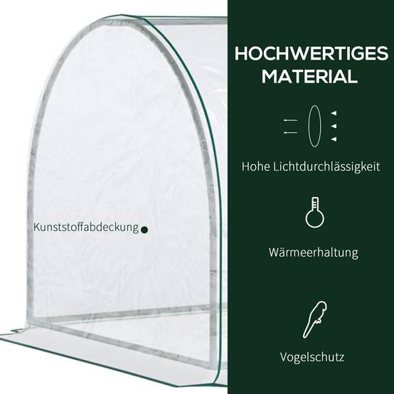 Serre Tunnel Jardin Acier PVC Transparent Protection Potager 250x100x80cm - ComfortXL Outdoor Living - Image 4