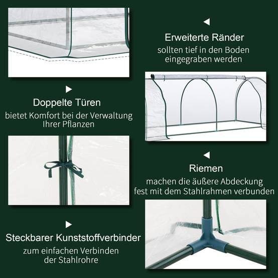 Serre Tunnel Jardin Acier PVC Transparent Protection Potager 250x100x80cm - ComfortXL Outdoor Living - Image 5