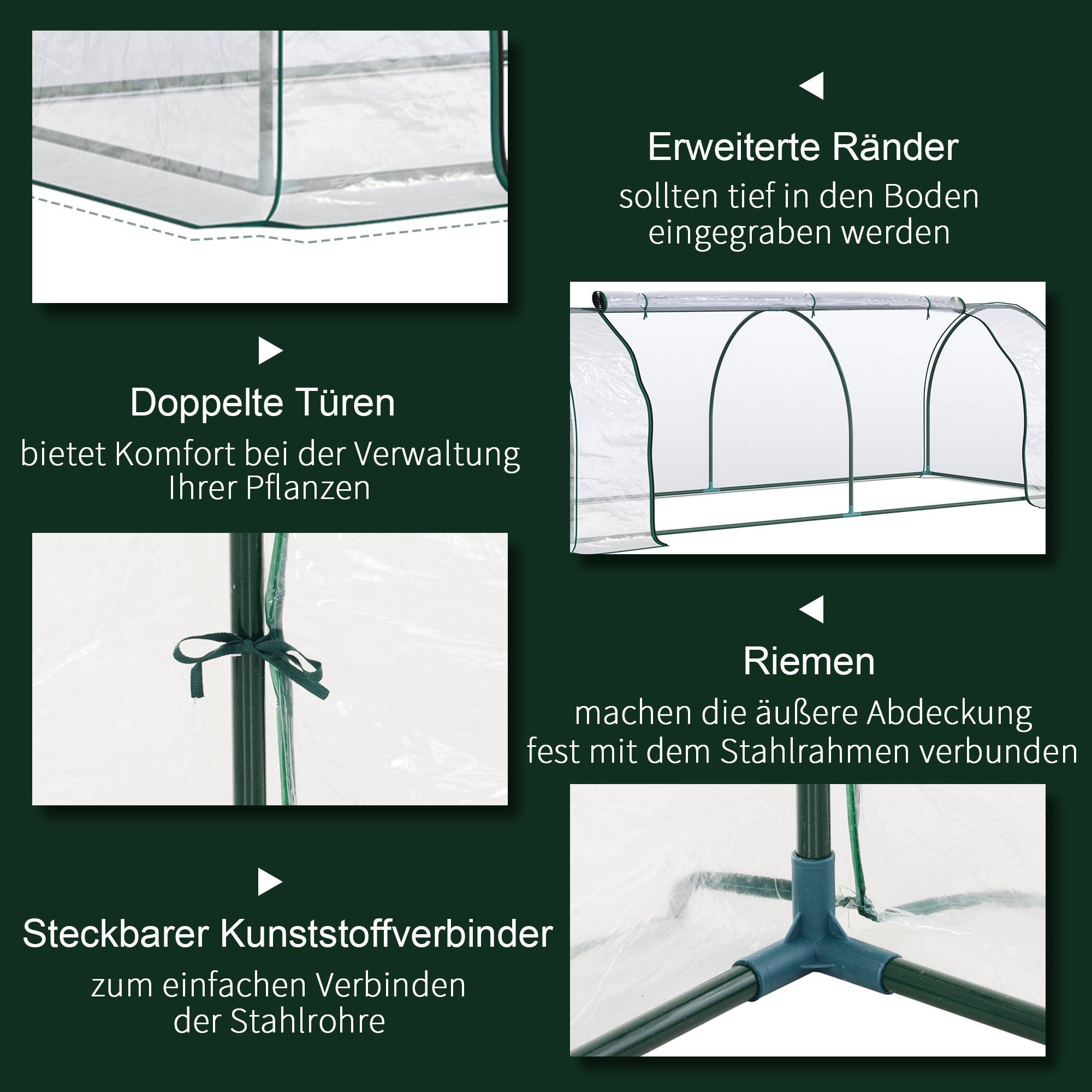 Serre Tunnel Jardin Acier PVC Transparent Protection Potager 250x100x80cm - ComfortXL Outdoor Living - Image 5