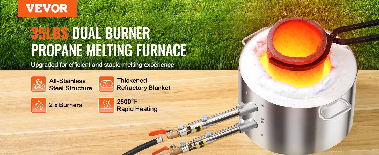 Vevor - Four de fusion métal au propane – Kit complet 16 kg, double brûleur, pinces incluses - Image 9