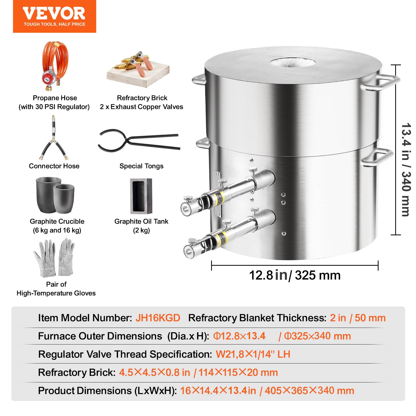 Vevor - Four de fusion métal au propane – Kit complet 16 kg, double brûleur, pinces incluses - Image 7