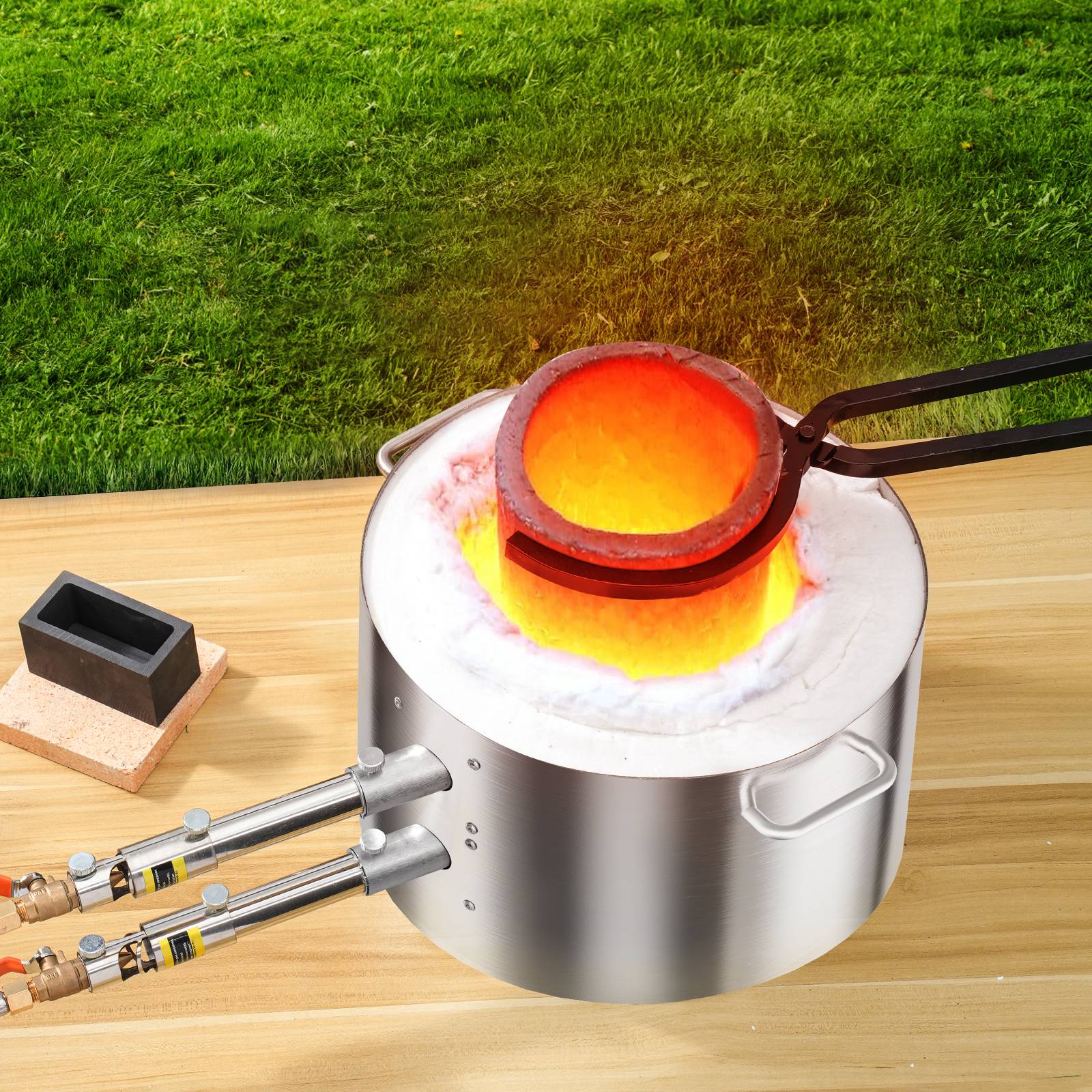 Vevor - Four de fusion métal au propane – Kit complet 16 kg, double brûleur, pinces incluses - Image 8
