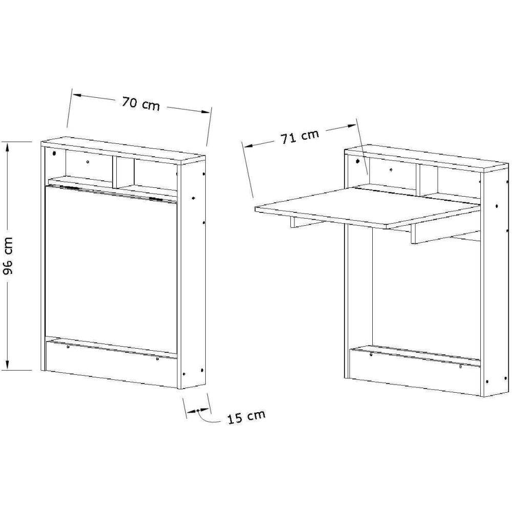 Hanah Home - Table de cuisine pliante avec rangements Bracked - Image 3