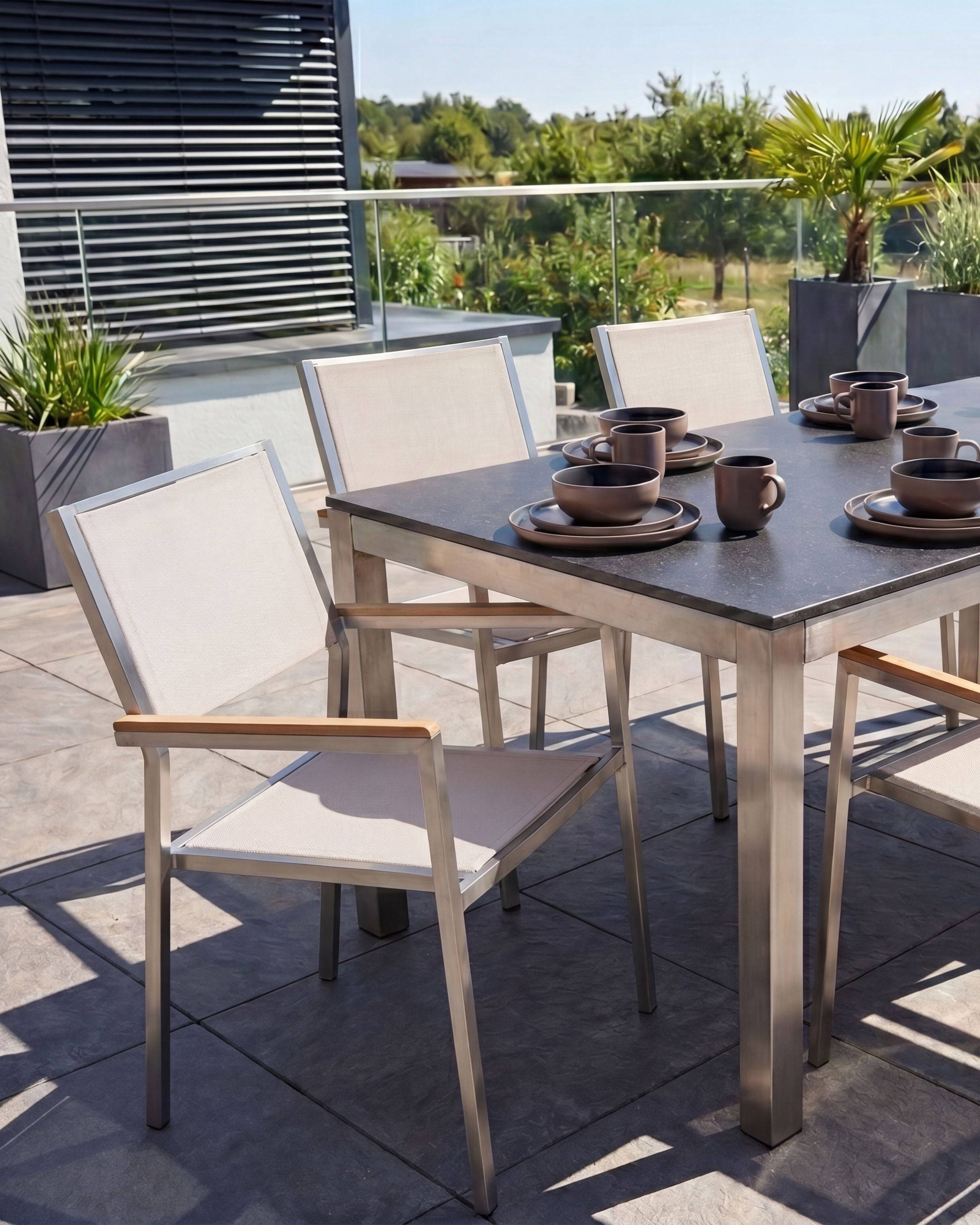 Beliani - Chaise de jardin Acier inox Beige GROSSETO - Beliani - Image 1