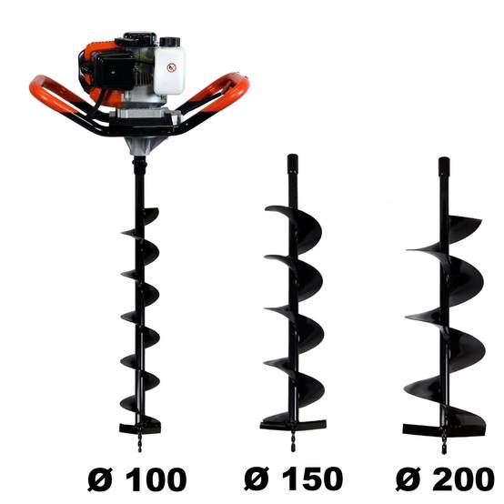 Gt Garden - Tarière thermique 52 cm3, 3 CV + lot de 3 mèches (100, 150 et 200 mm) - GT GARDEN - Image 1