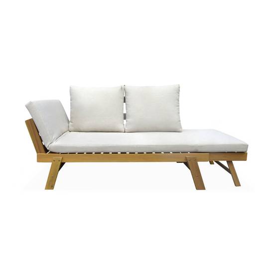 Banquette de jardin beige 2/3 places JALANCE. accoudoirs modulables 155/200x72x74.5cm | sweeek - Image 6