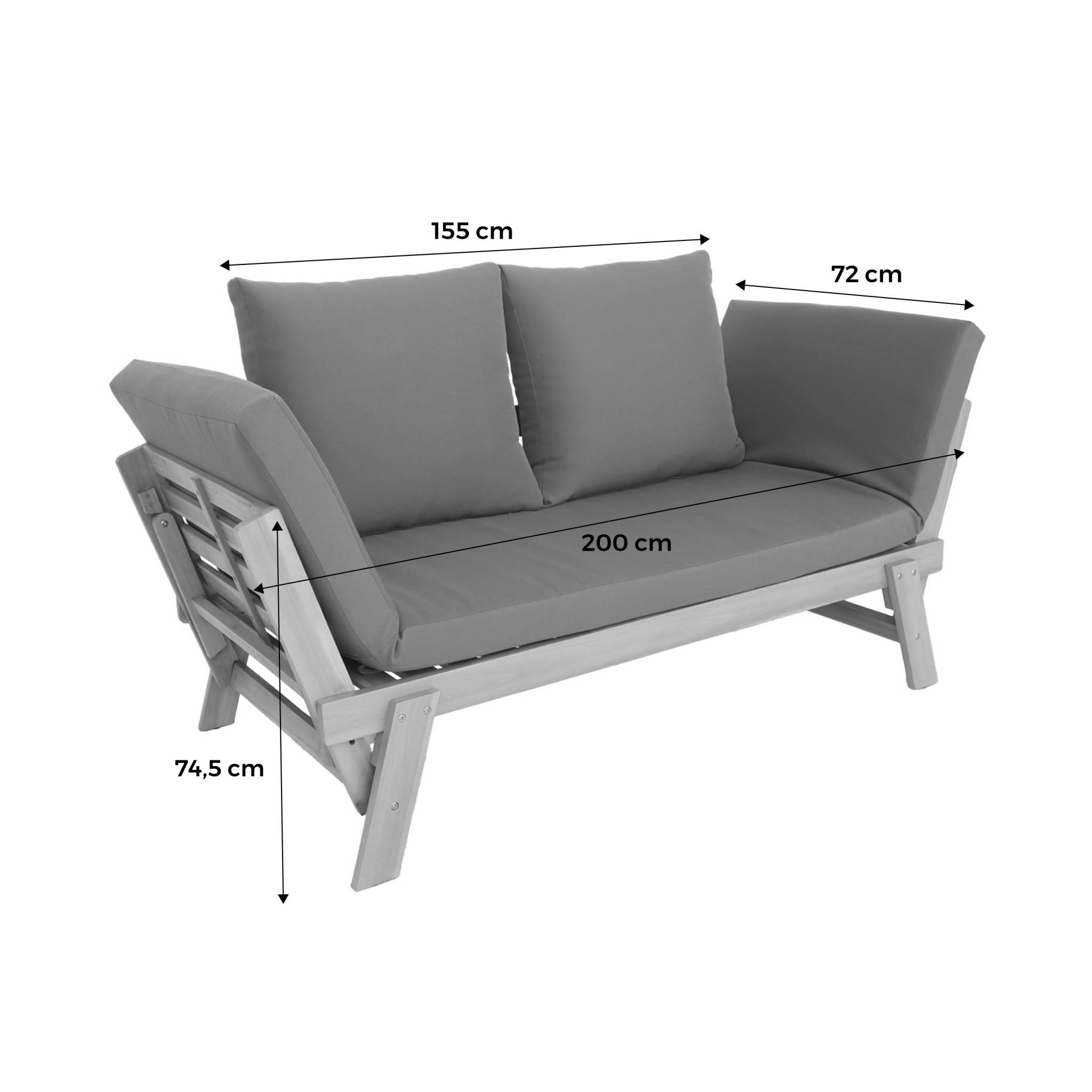 Banquette de jardin beige 2/3 places JALANCE. accoudoirs modulables 155/200x72x74.5cm | sweeek - Image 4