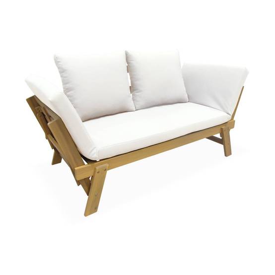 Banquette de jardin beige 2/3 places JALANCE. accoudoirs modulables 155/200x72x74.5cm | sweeek - Image 2