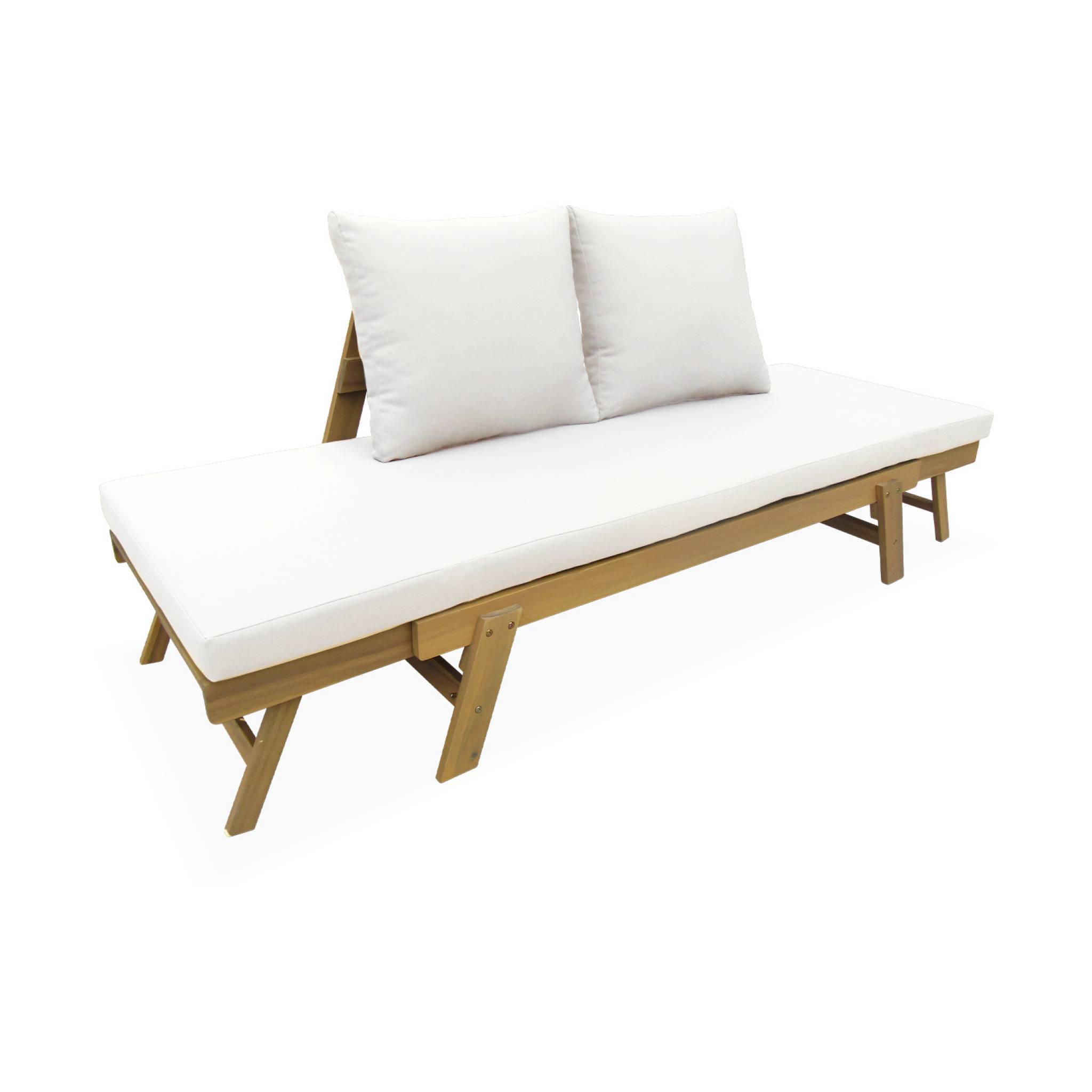 Banquette de jardin beige 2/3 places JALANCE. accoudoirs modulables 155/200x72x74.5cm | sweeek - Image 5