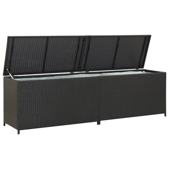 Coffre de rangement - Boîte de rangement extérieure - Coffre de jardin résine tressée 200x50x60 cm noir - Image 2