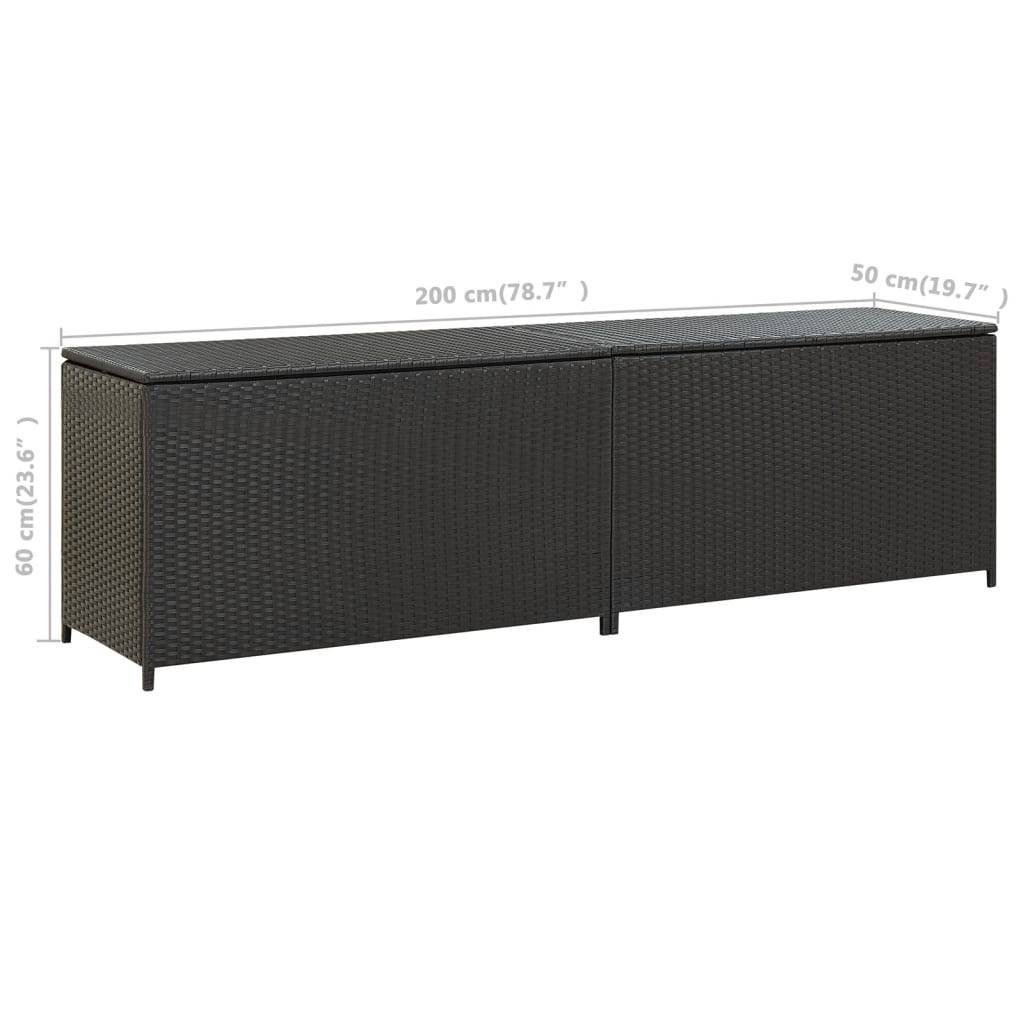 Coffre de rangement - Boîte de rangement extérieure - Coffre de jardin résine tressée 200x50x60 cm noir - Image 9