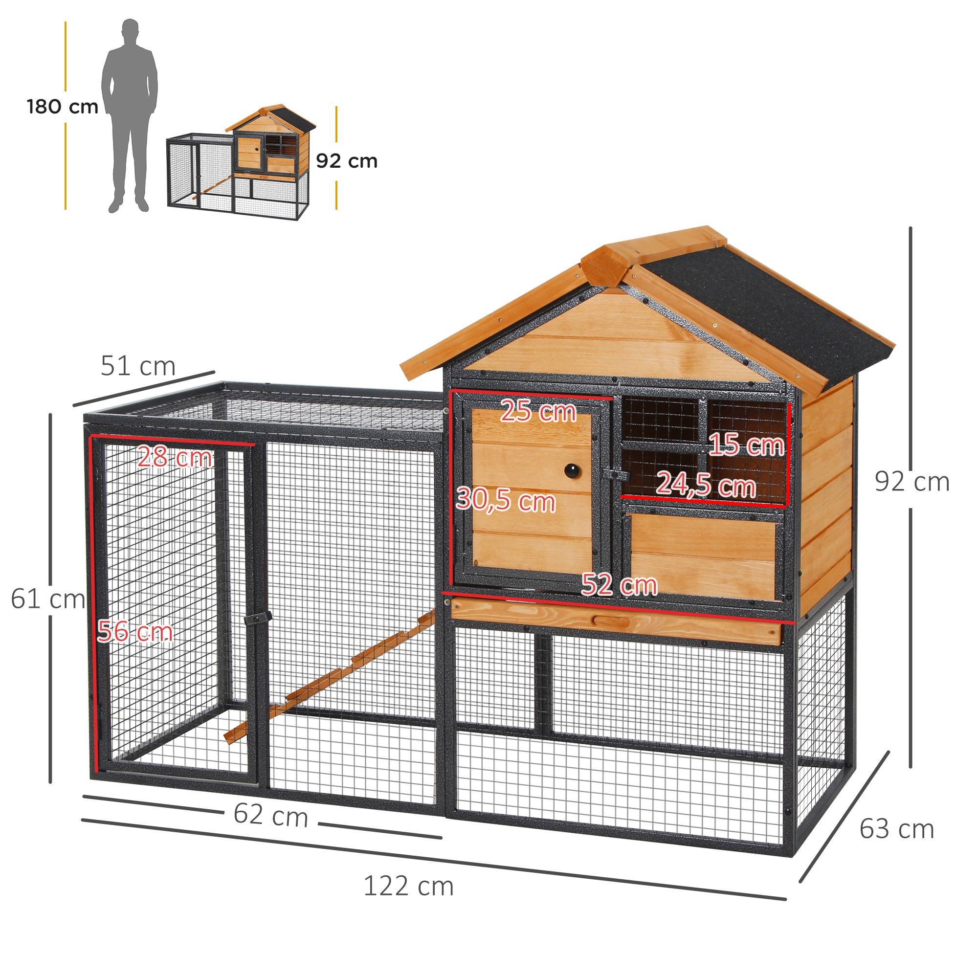 Grand Clapier Extérieur Bois pour Lapins 2 Niveaux Enclos Spacieux et Toit Incliné 122cm Gris - ComfortXL Outdoor Living - Image 5