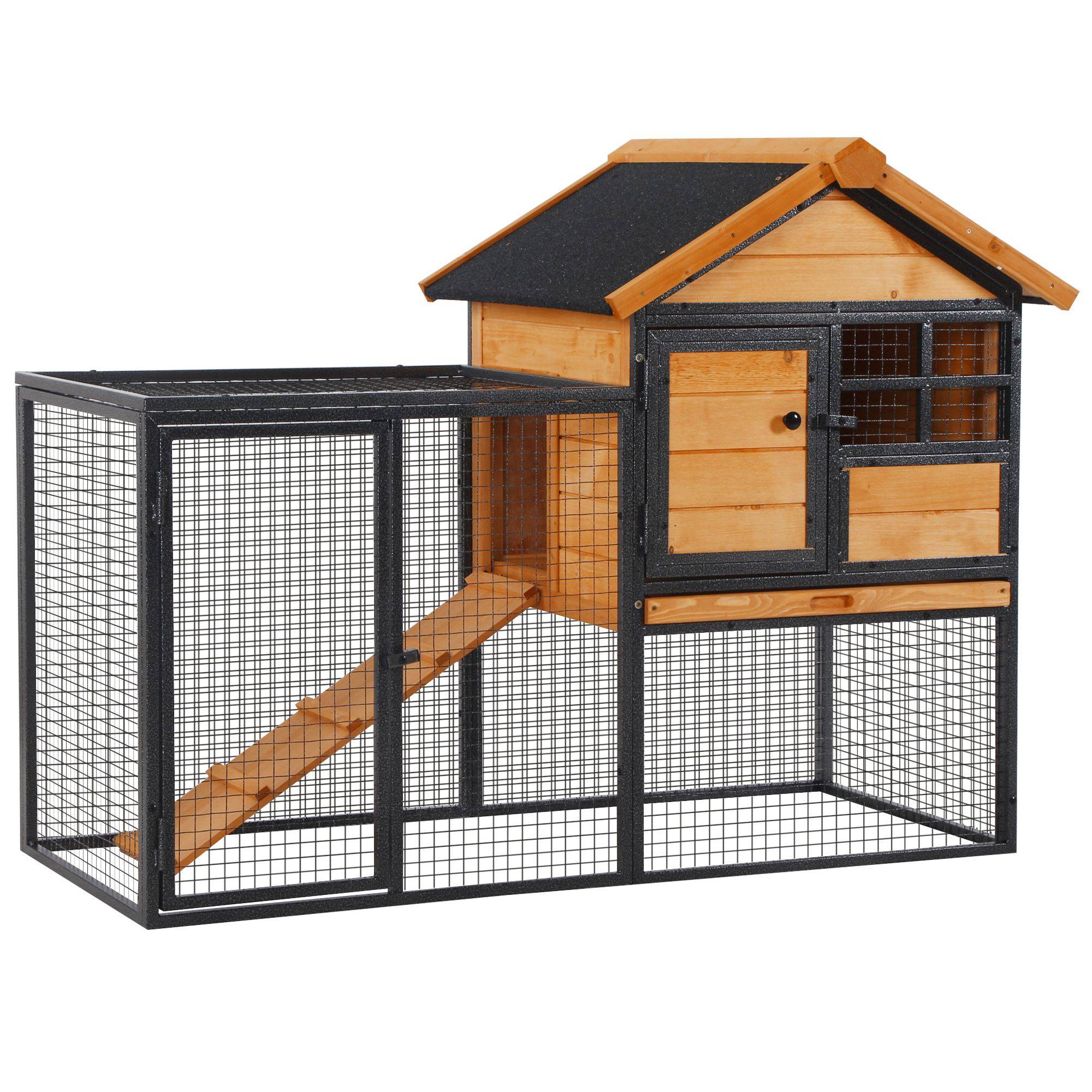 Grand Clapier Extérieur Bois pour Lapins 2 Niveaux Enclos Spacieux et Toit Incliné 122cm Gris - ComfortXL Outdoor Living - Image 1