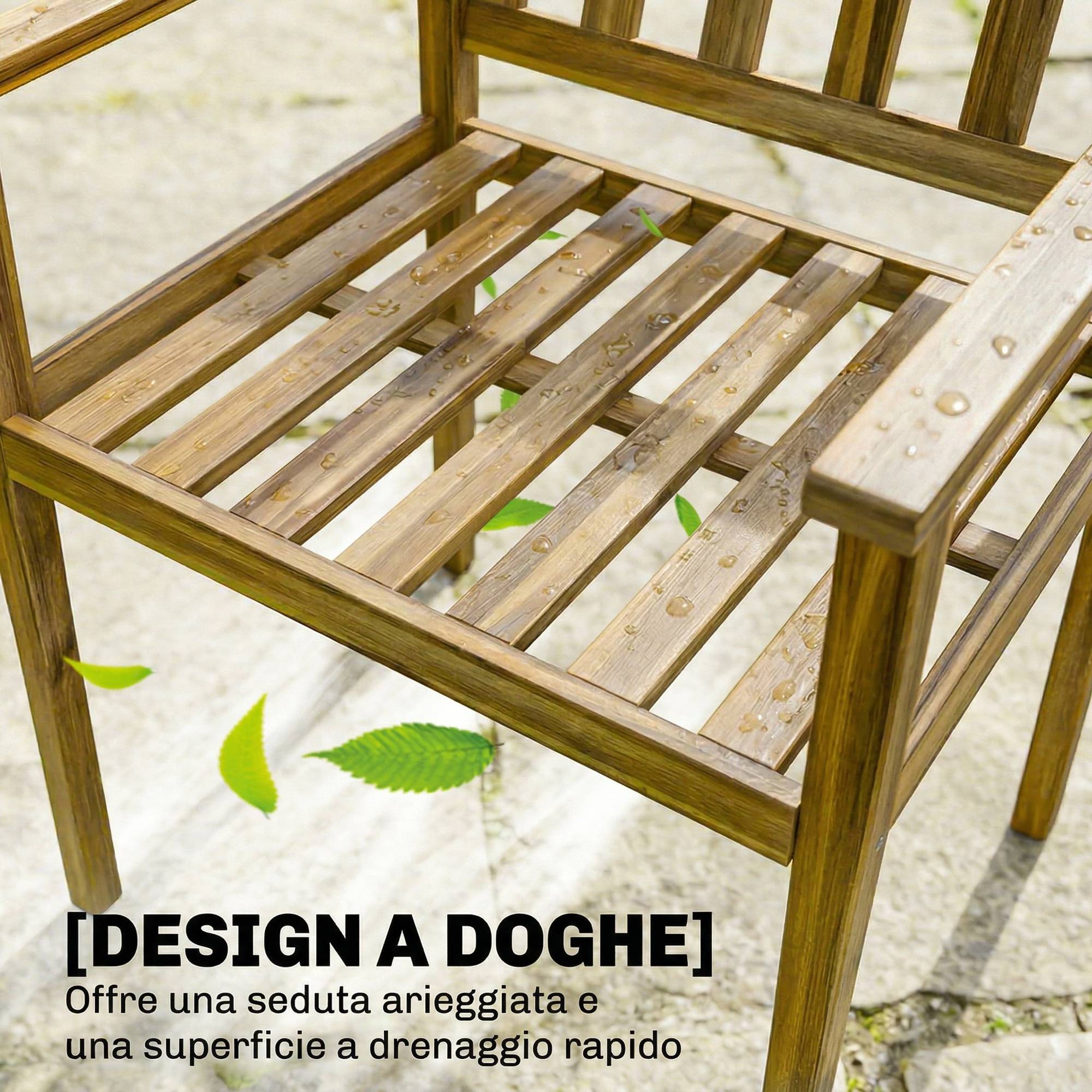 Ensemble repas jardin 5 pièces bois d'acacia massif table 4 fauteuils finition teck 159cm - ComfortXL Outdoor Living - Image 8