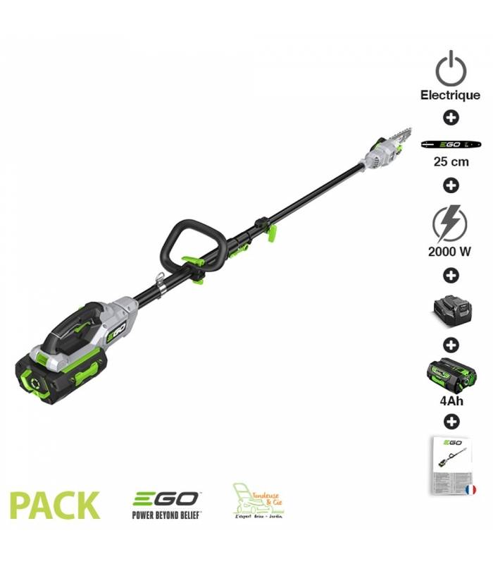 Pack élagueuse téléscopique Ego Power batterie 4AH et chargeur inclus guide 25cm PS1003E - Image 1