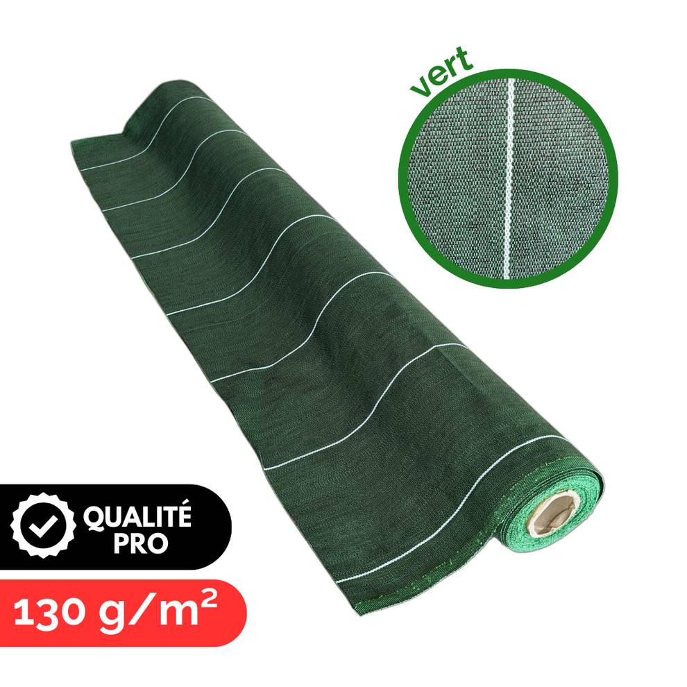 ZENLYS - Toile de paillage tissée 130g par m2 Vente au mètre Largeur 4,15m Anti-Mauvaises Herbe Coloris Vert Bache Grande Largeur 4m - Image 1