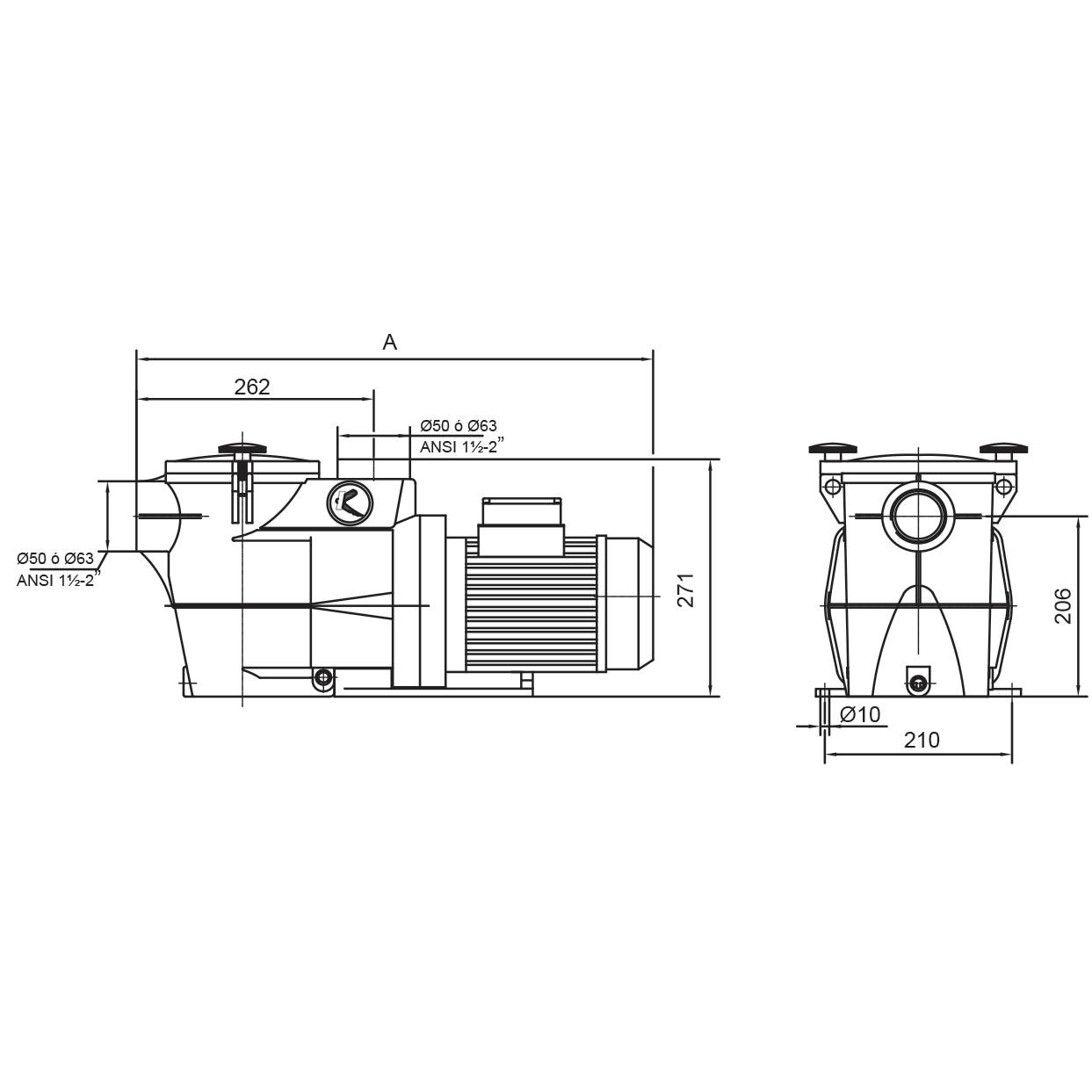 Pompe de filtration Kripsol Koral KSE (ex Delfino KS) - - Type 0,33 cv - Monophasé - 0,25 kW - 7,5 m3/h - Image 4