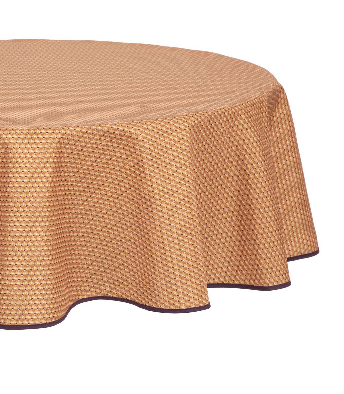 Nappe ronde anti-taches Terracotta imprimé Luna D 180 cm - Image 1