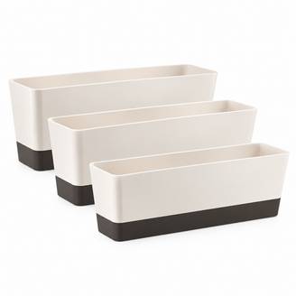 Jardinière Rectangulaire Plastique avec Drainage pour Fleurs Lot de 3