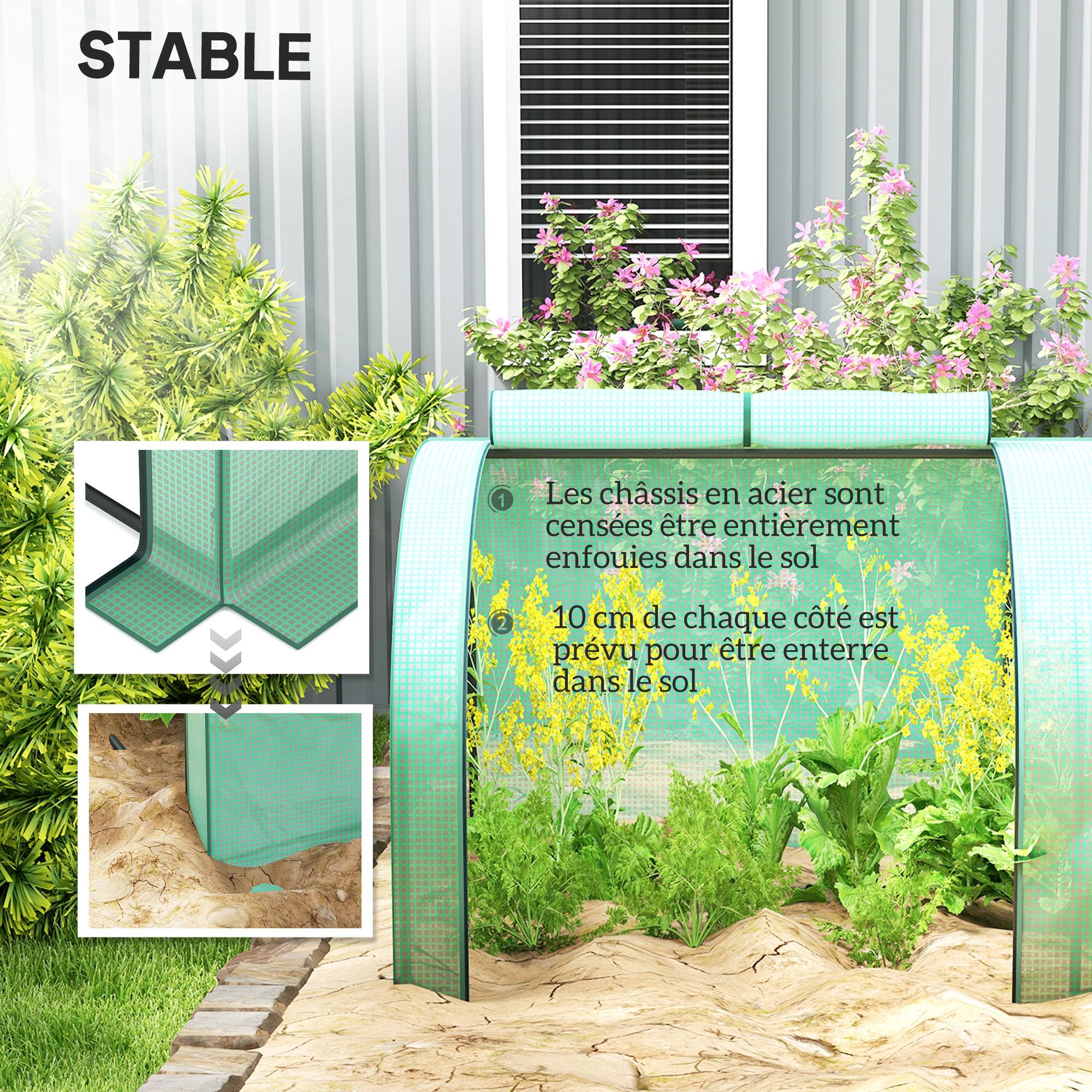 Maison Chic - Mini serre de jardin serre à tomates 4x1x0,80 m acier PE anti-UV 4 portes avec zip enroulables vert - Image 6