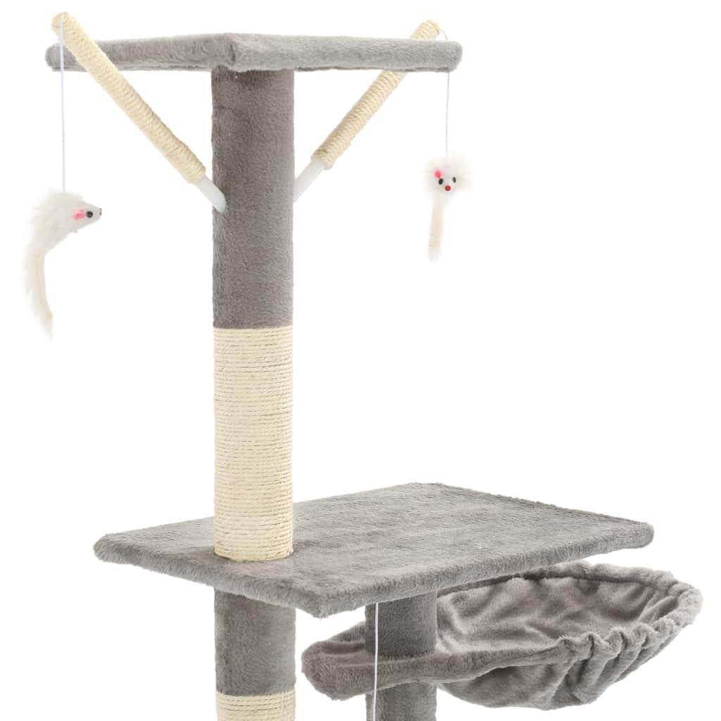 Helloshop26 - Arbre à chat griffoir grattoir niche jouet animaux peluché en sisal 230-250 cm gris - Image 5