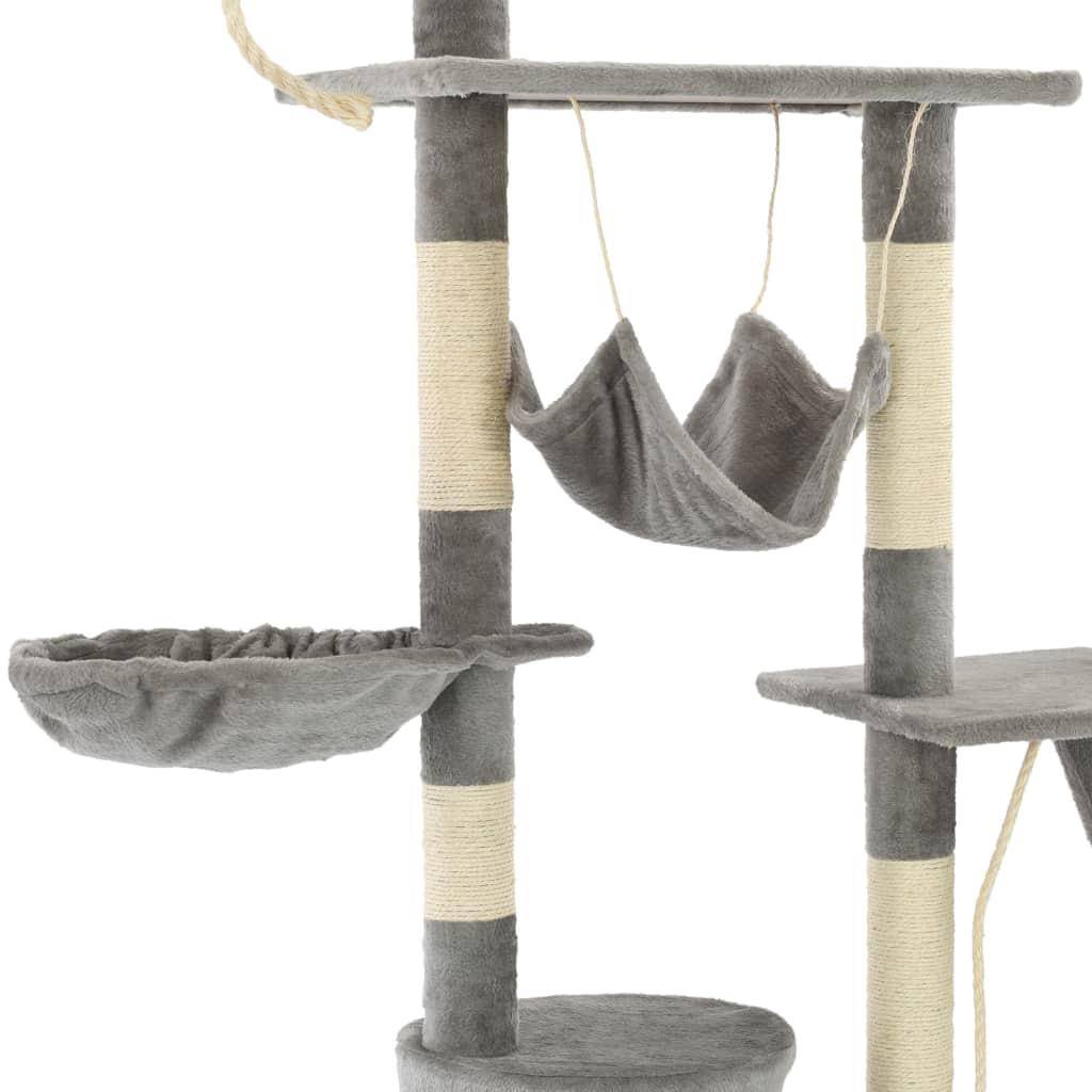 Helloshop26 - Arbre à chat griffoir grattoir niche jouet animaux peluché en sisal 230-250 cm gris - Image 6