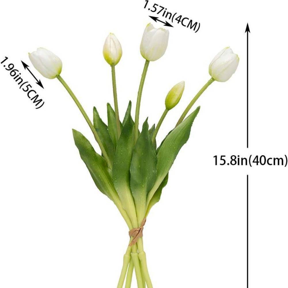 Bouquet de 10 Tulipes Artificielles Rouge - Matière PU Souple et Réaliste - Décoration Élégante - Lytech - Image 2