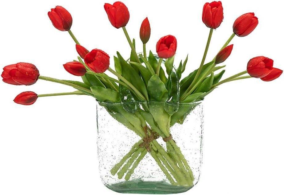Bouquet de 10 Tulipes Artificielles Rouge - Matière PU Souple et Réaliste - Décoration Élégante - Lytech - Image 3