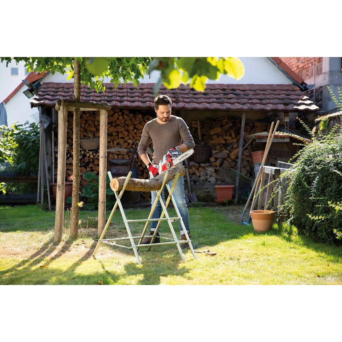 Tronçonneuse sans fil 40V - Guide OREGON 35,5 cm - 2 batteries lithium 2.0Ah - Chargeur Double - Tendeur de chaine rapide IKRA - Image 8