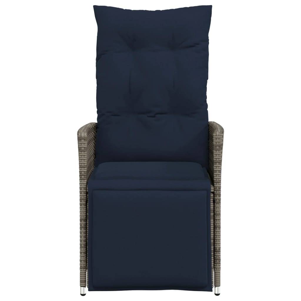 PANGIVO - Chaise de Jardin Inclinable avec Coussins en Résine Tressée Grise 56 x 59 x 92 cm - PANGIVO - Image 4