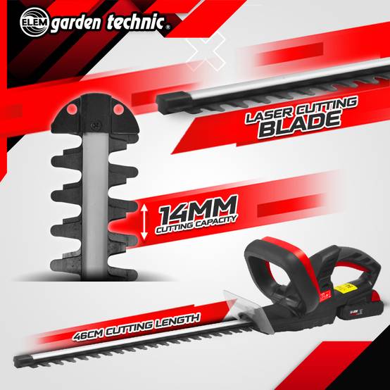 Elem Garden Technic - Taille haies rechargeable 20V lithium - 46 cm - Capacité de coupe 14 mm - Image 3